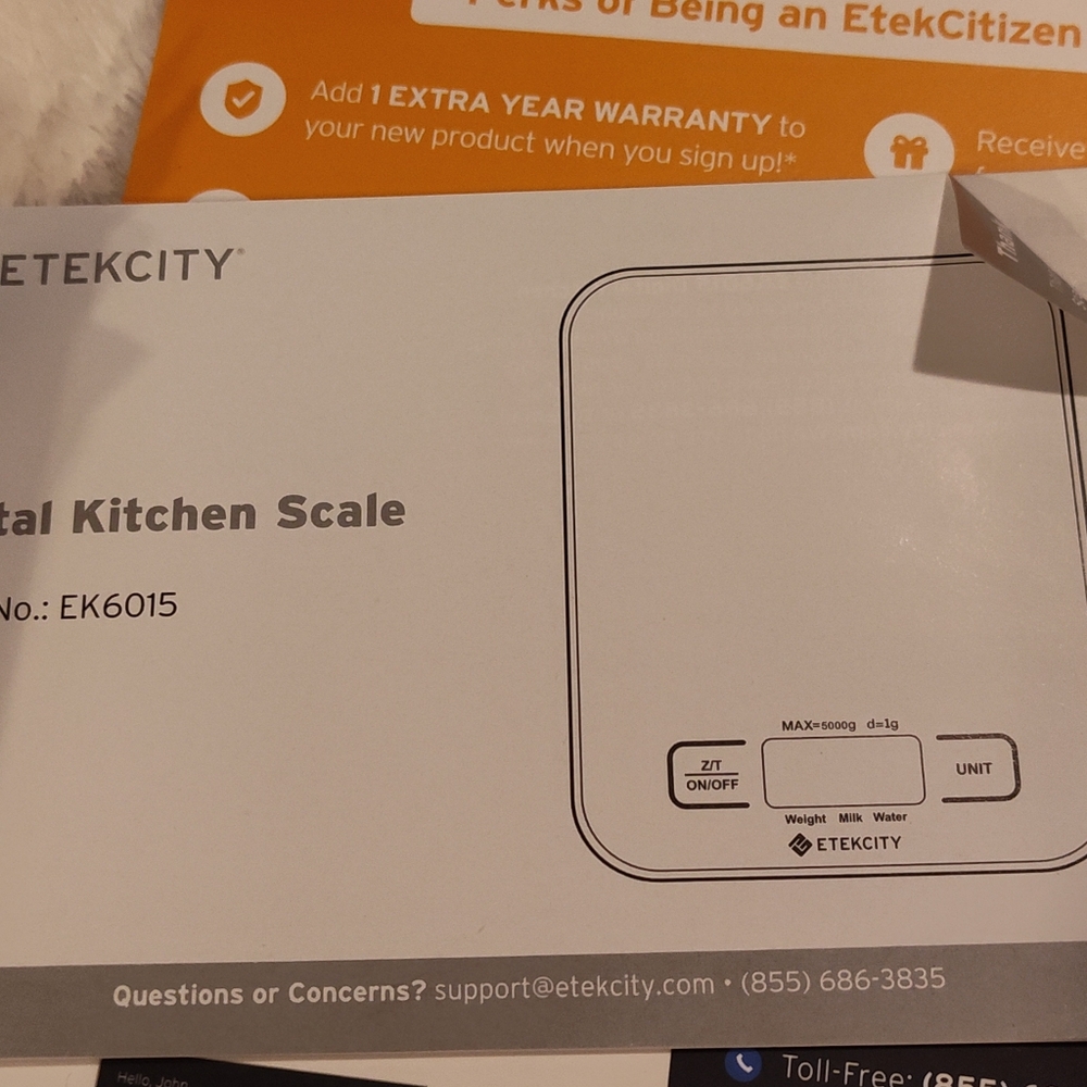 NWT! ETEKCITY Kitchen Scale (Batteries Included) - Picture 5 of 5